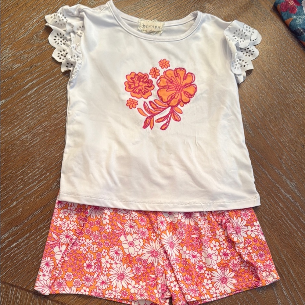 Floral Kids Set - White and Orange and Pink